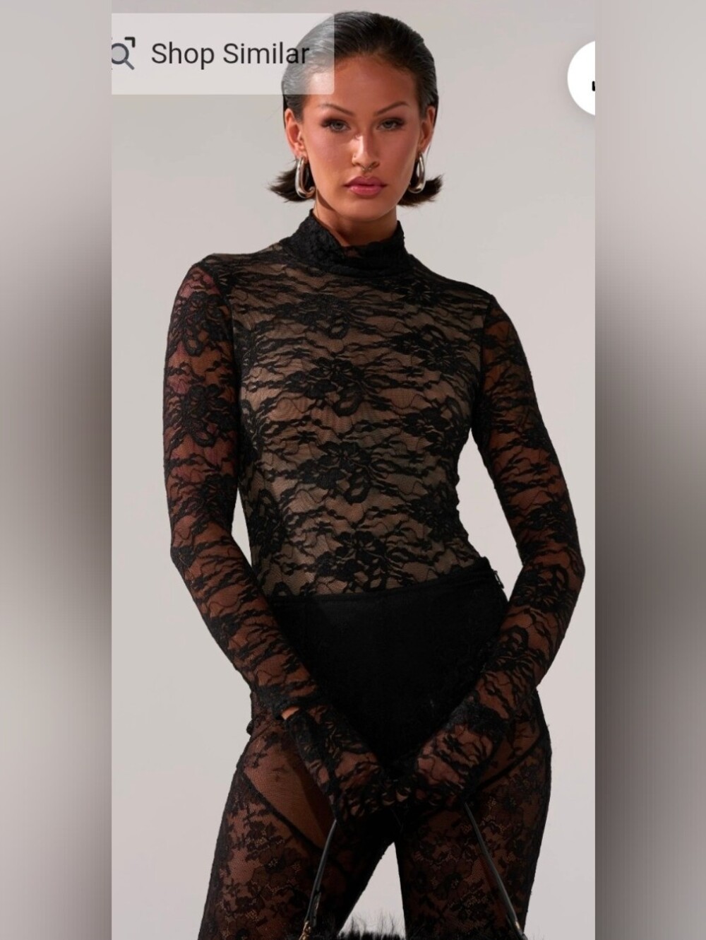 Akira All The Attention Lace Glove Bodysuit Small